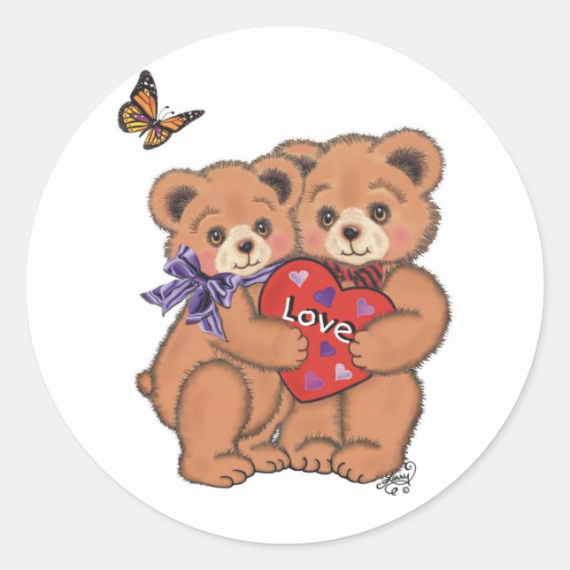 Pegatina Redonda Osos románticos (Anverso)