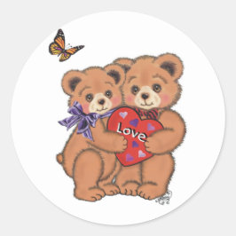 Pegatina Redonda Osos románticos
