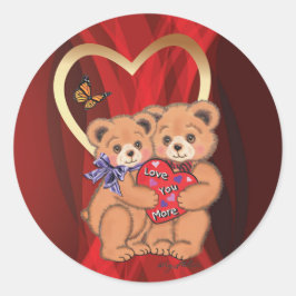 Pegatina Redonda Osos románticos