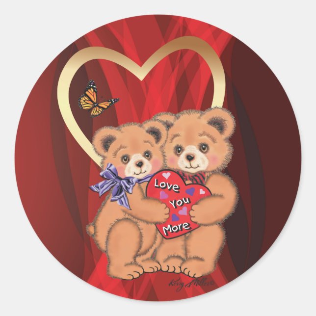 Pegatina Redonda Osos románticos (Anverso)