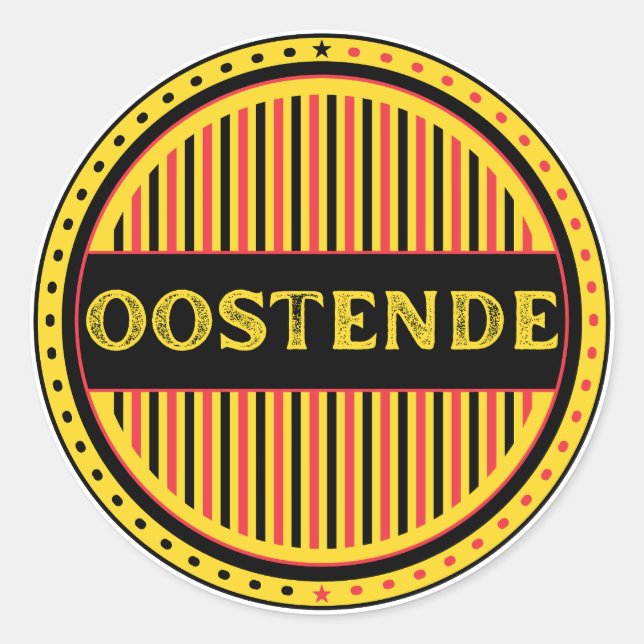 Pegatina Redonda Ostend City Pride Emblem – Belgian Identity (Anverso)