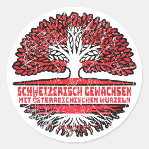 Pegatina Redonda Österreich Österreichisch Schweizer Schweiz Baum