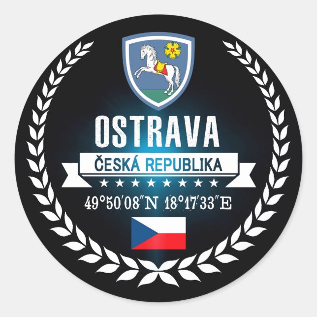 Pegatina Redonda Ostrava (Anverso)