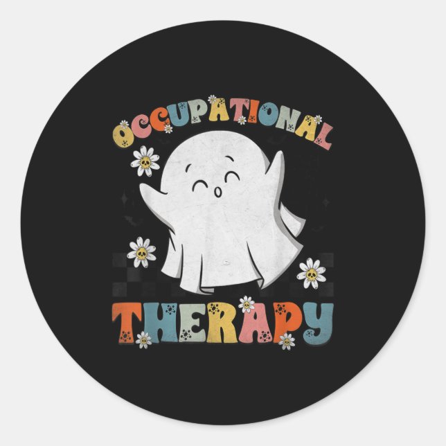 Pegatina Redonda Ot Occupational Therapy Halloween Retro Ghost Ot H (Anverso)