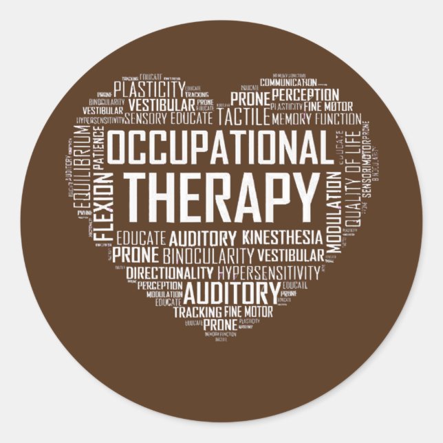 Pegatina Redonda OT Occupational Therapy Heart Occupational (Anverso)