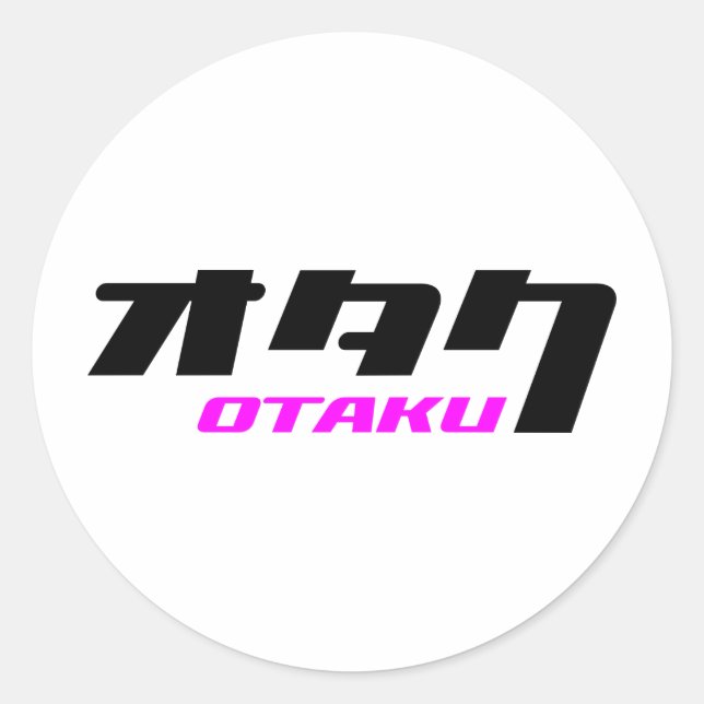 Pegatina Redonda Otaku y Katakana (Anverso)