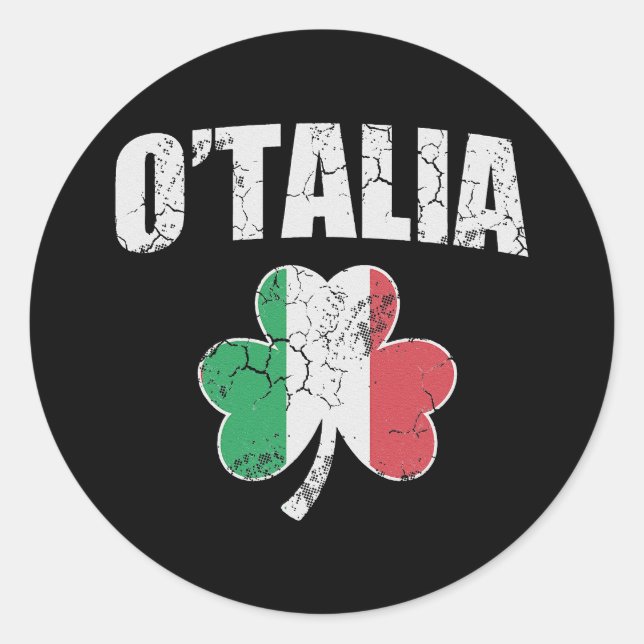 Pegatina Redonda O'talia Italian Italy Flag Irish St Patrick's Day (Anverso)