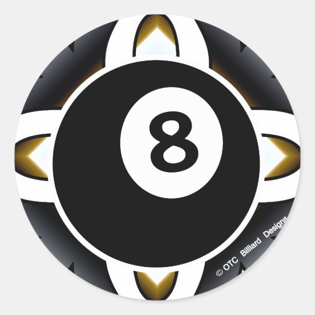 Pegatina Redonda OTC Billiards 8 Ball Deco (Anverso)
