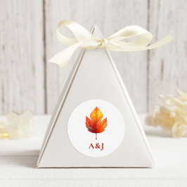 Pegatina Redonda Otoño Cae Boda moderno Resto de la hoja