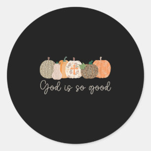 Pegatina Redonda Otoño Calabaza Cristiana Acción de Gracias Fe Dios