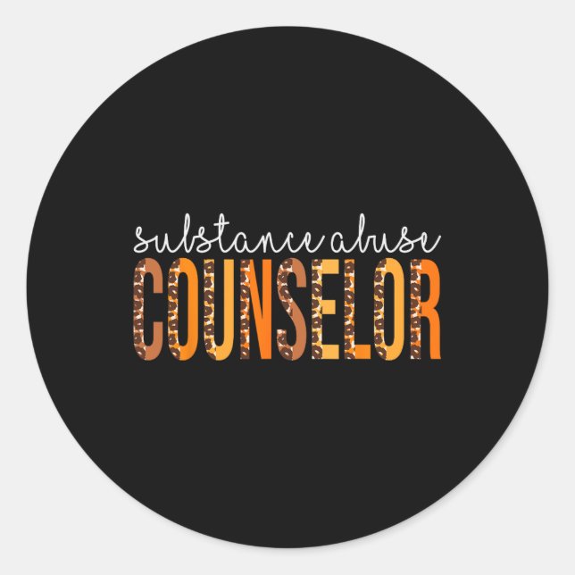 Pegatina Redonda Otoño del leopardo leopardo del consejero del abus (Anverso)