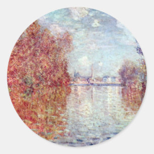 Pegatina Redonda Otoño en Argenteuil por Claude Monet