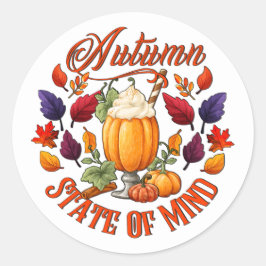 Pegatina Redonda Otoño Estado De Mente