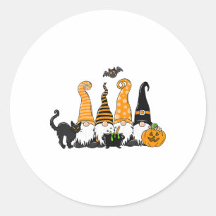 Pegatina Redonda Otoño Halloween Gnomes Cute Otoño Cae Calabaza H