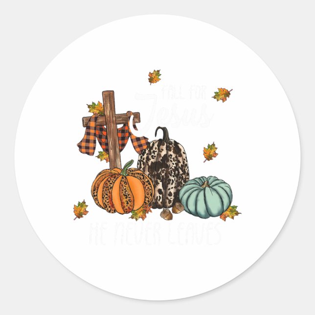Pegatina Redonda otoño por jesus nunca sale de la calabaza otoñal (Anverso)