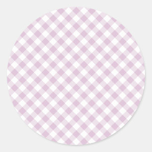Pegatina Redonda Otoño Temprano Retro Gingham   Lila Cálido