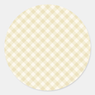 Pegatina Redonda Otoño Temprano Retro Gingham   Trigo Dorado 