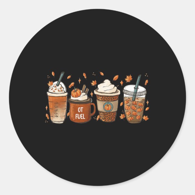 Pegatina Redonda Otoño Terapia Ocupacional Otoño Ot Cota (Anverso)