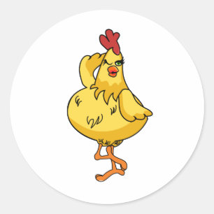 Pegatina Redonda Otro pollo muy tonto