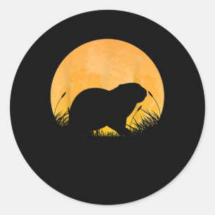 Pegatina Redonda Otter Easy Halloween Set Weasel Animal Moon