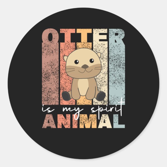 Pegatina Redonda Otter es mi animal espiritual lindo Otter (Anverso)