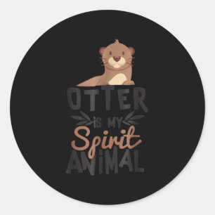 Pegatina Redonda Otter es mi animal espiritual lindo Otter Lover G
