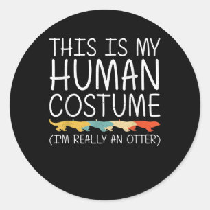 Pegatina Redonda Otter Halloween Human Costume Weasel Animal Fácil