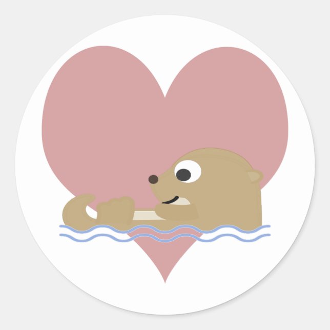 Pegatina Redonda Otter Love (Anverso)