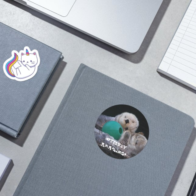 Pegatina Redonda Otters oceánicas totalmente asombrosas (In Situ)