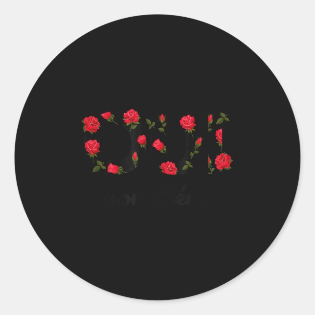 Pegatina Redonda Oui Mon Cheri Cool French Expression Quotes Graphi (Anverso)