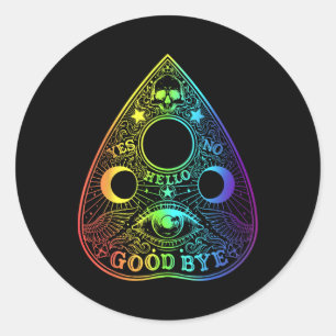 Pegatina Redonda Ouija Junta Planchette Halloween Gótico Paranormal