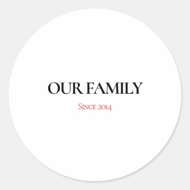 Pegatina Redonda Our Family Personalized Classic Round Sticker (Anverso)