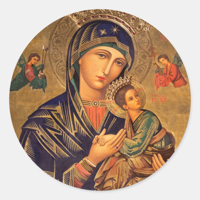 Pegatina Redonda Our Lady Of Perpetual Help (Anverso)