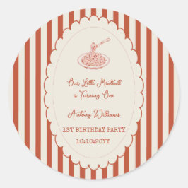 Pegatina Redonda Our little meatball is turning one 1st Birthday 