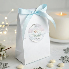 Pegatina Redonda Our Little Snowbaby is on the way Winter Seal