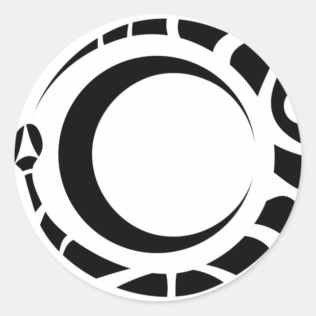 Pegatina Redonda ouroboros y luna (Anverso)