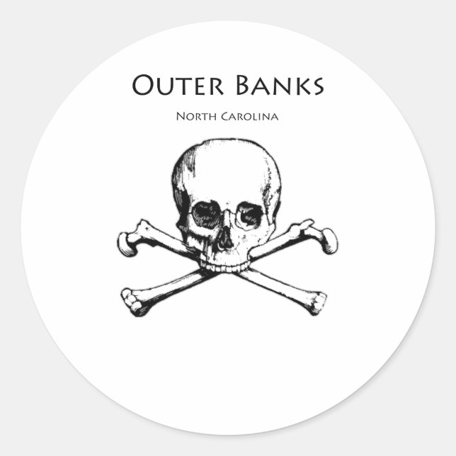 Pegatina Redonda Outer Banks Jolly Roger (Anverso)