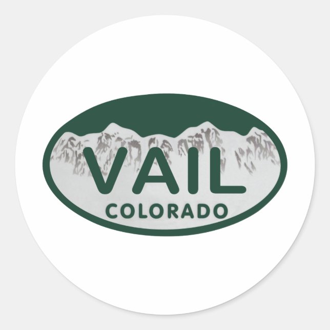 Pegatina Redonda Ovalación de licencia de Vail (Anverso)