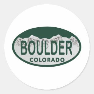 Pegatina Redonda Óvalo de la licencia de Boulder