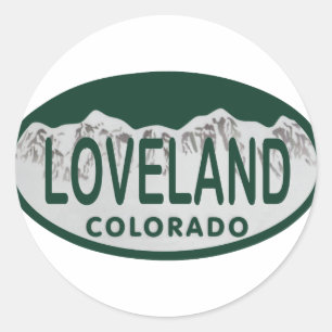 Pegatina Redonda Óvalo de la licencia de Loveland
