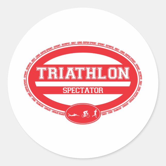 Pegatina Redonda Óvalo triatlón (Anverso)