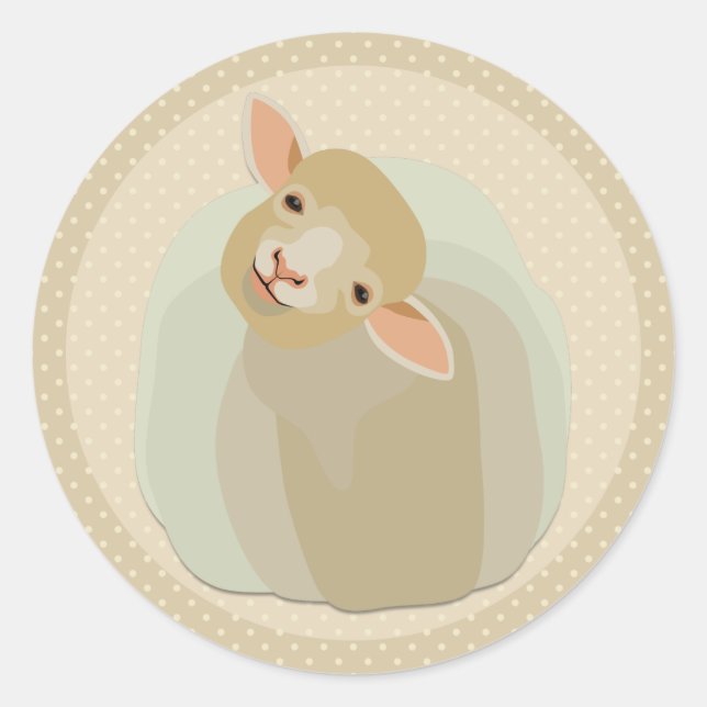 Pegatina Redonda Oveja (Anverso)