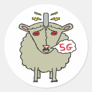 Pegatina Redonda Oveja Anti 5G