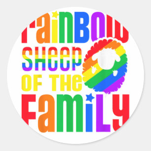 Pegatina Redonda Oveja Arcoiris De La Familia Orgullo LGBT