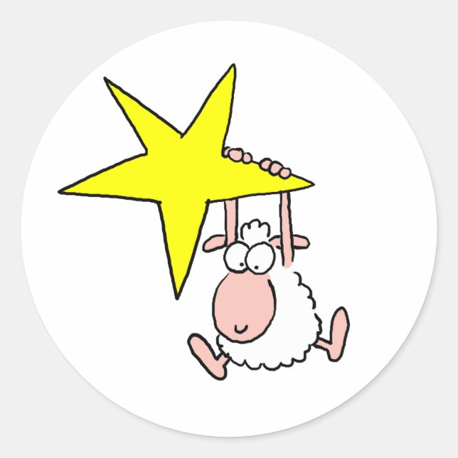 Pegatina Redonda Oveja de estrella (Anverso)