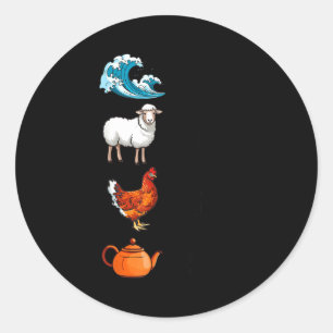 Pegatina Redonda Oveja Ewe Hen Té Chiste Divertido Dicho Cita Hombr