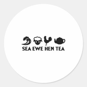 Pegatina Redonda Oveja Ewe Hen Té Chiste Divertido Dicho Cotización