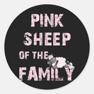 Pegatina Redonda Oveja rosa
