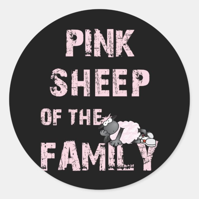 Pegatina Redonda Oveja rosa (Anverso)