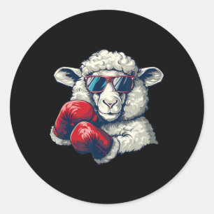 Pegatina Redonda Ovejas Boxeadoras Guantes de Boxeo Kickboxing Dive